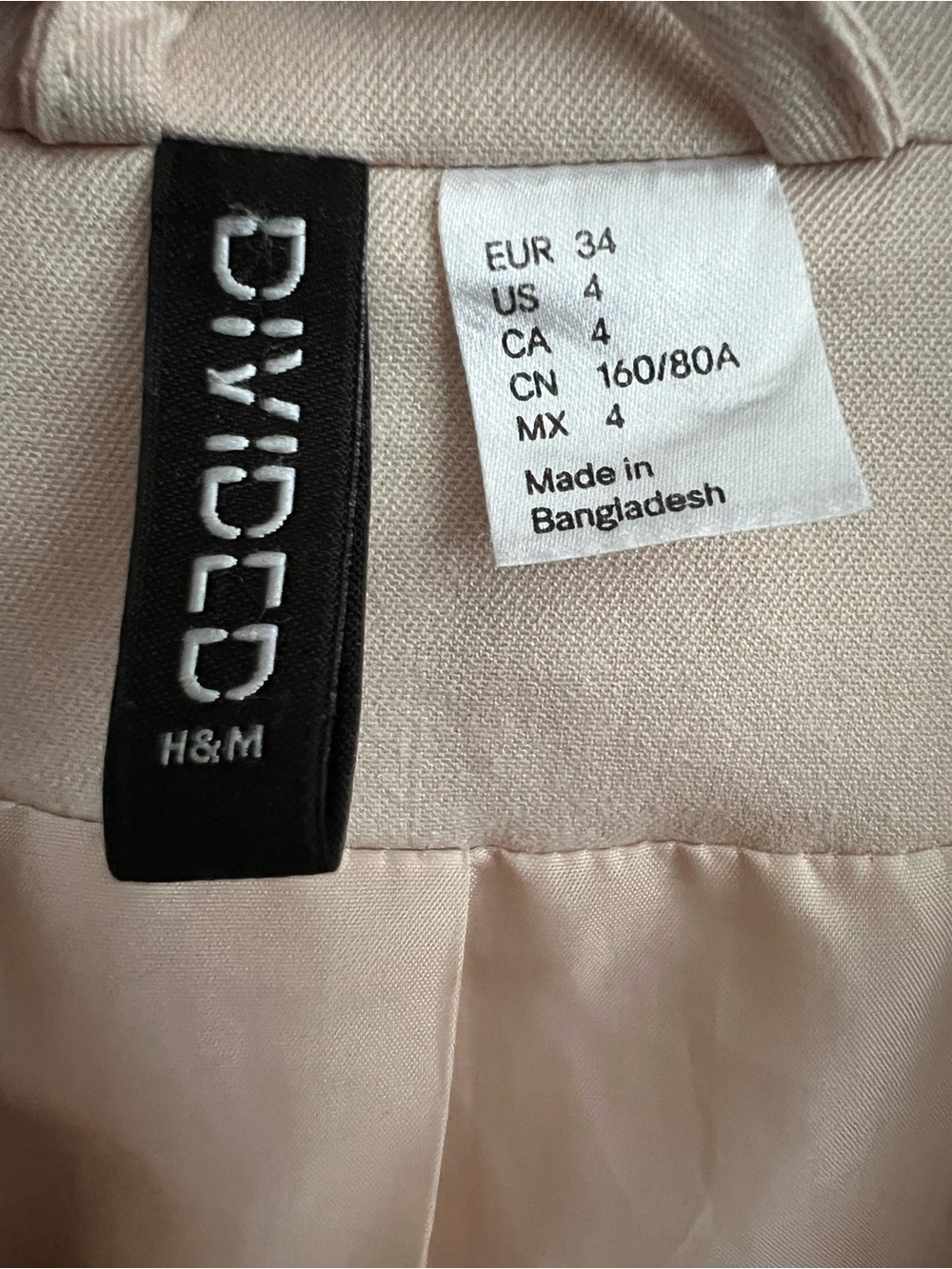 H&M Divided Beige Fitted Blazer Jacket Size 4 - Picture 5 of 6